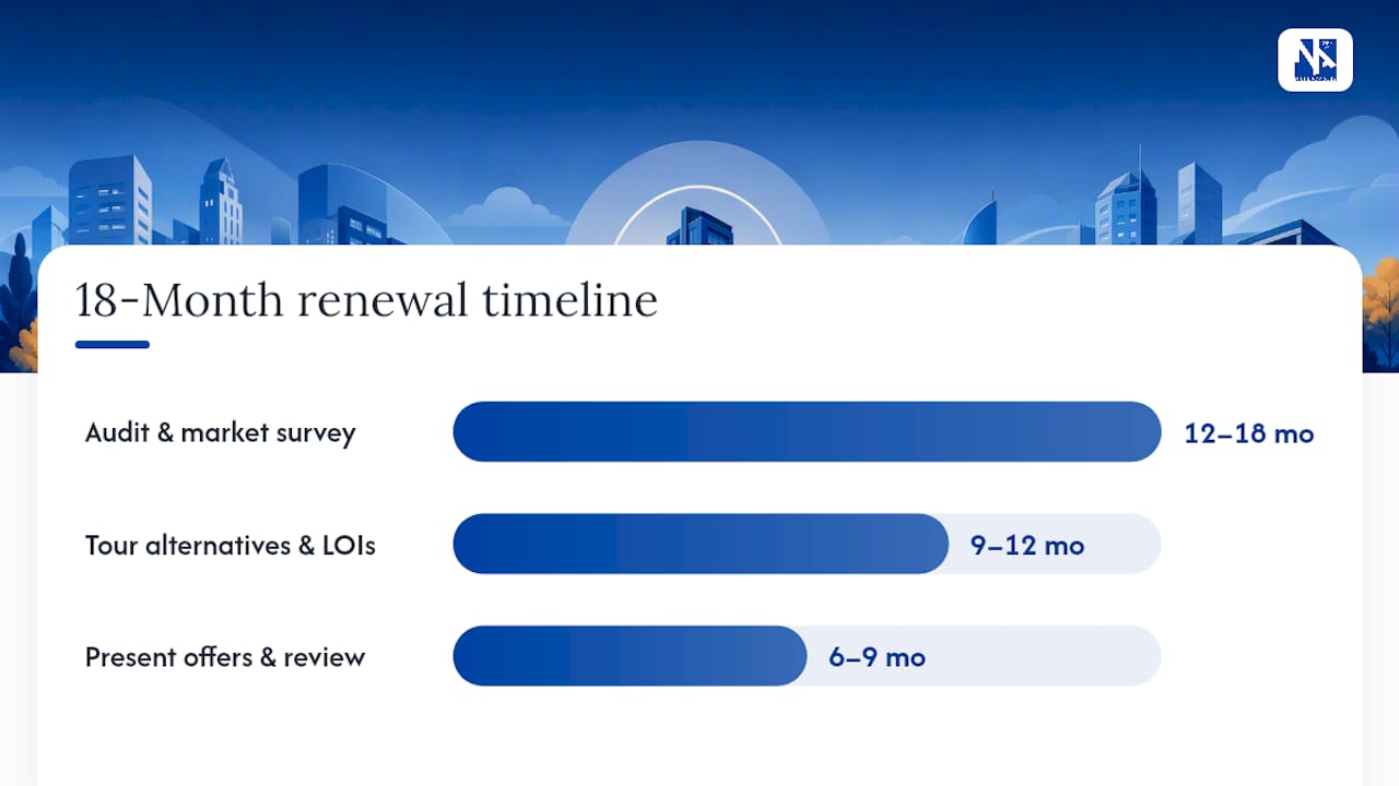 Timeline diagram of lease renewal checklist