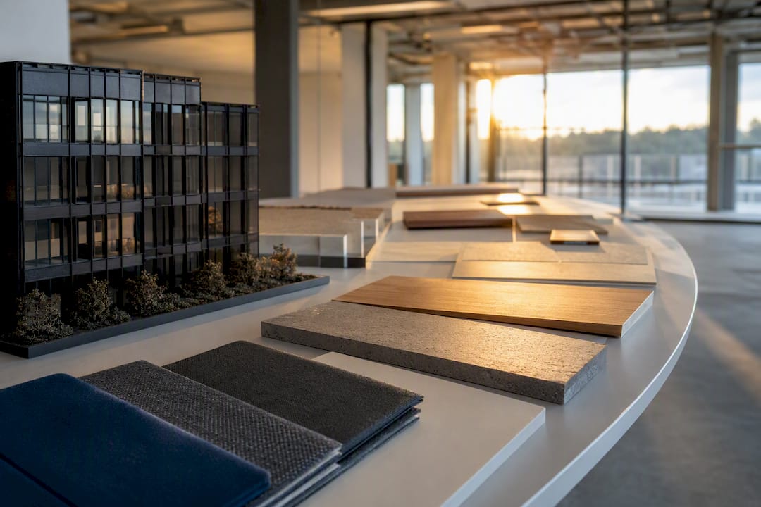Office fit-out design materials and scale model