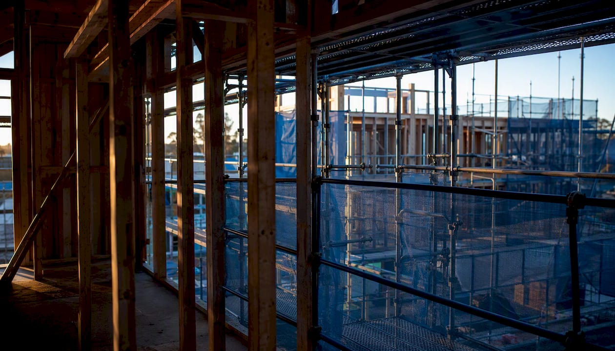Scaffolding at regional office construction site