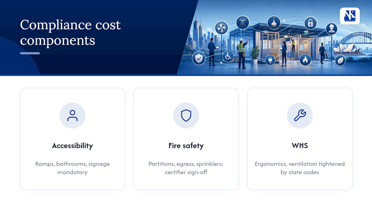 Diagram of compliance cost categories in office fitouts