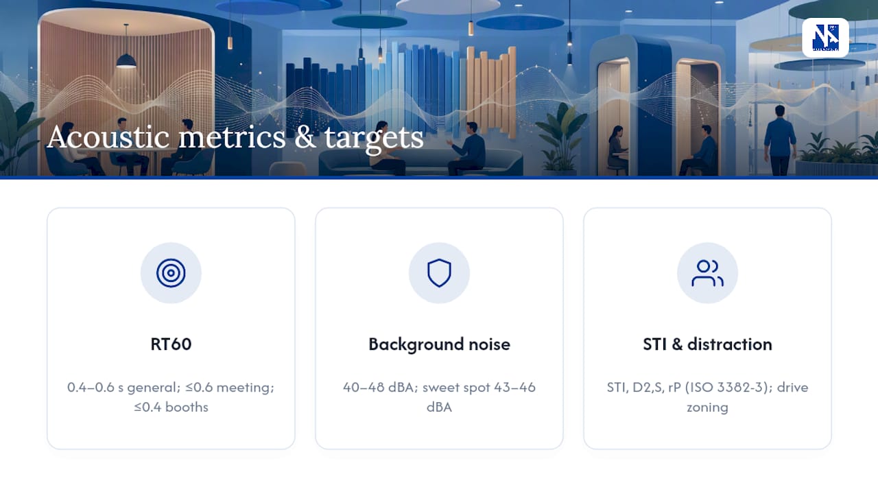 Office acoustic metrics and target ranges