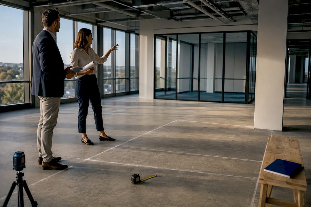Advisers inspecting a vacant office tenancy