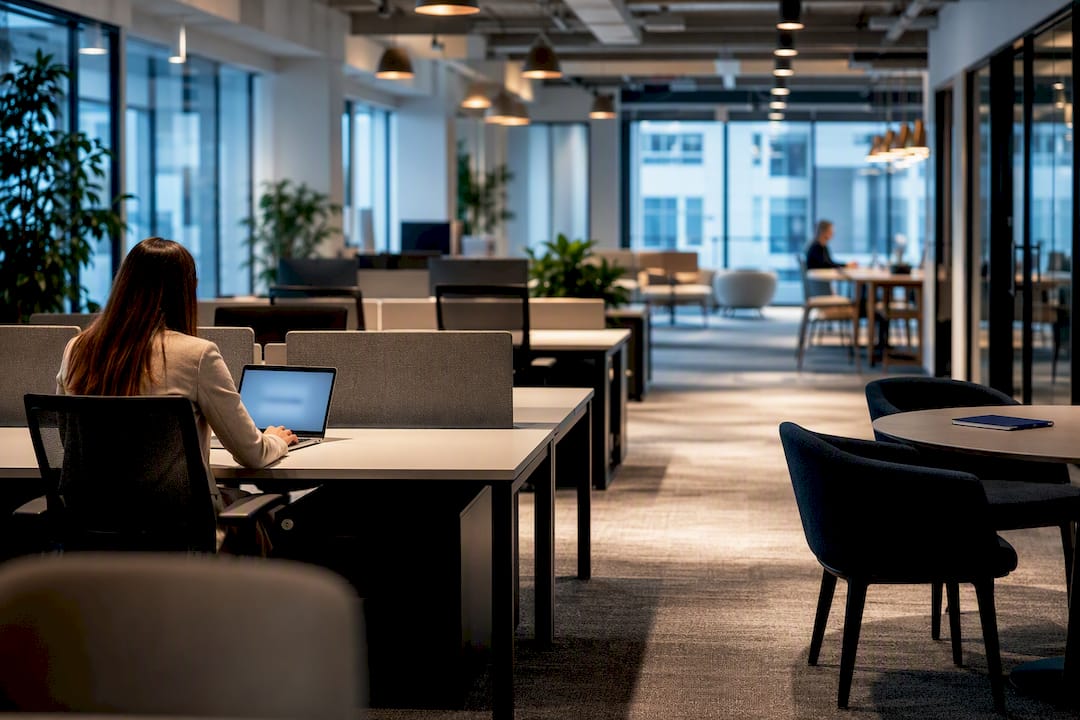 Partially occupied hybrid office floor
