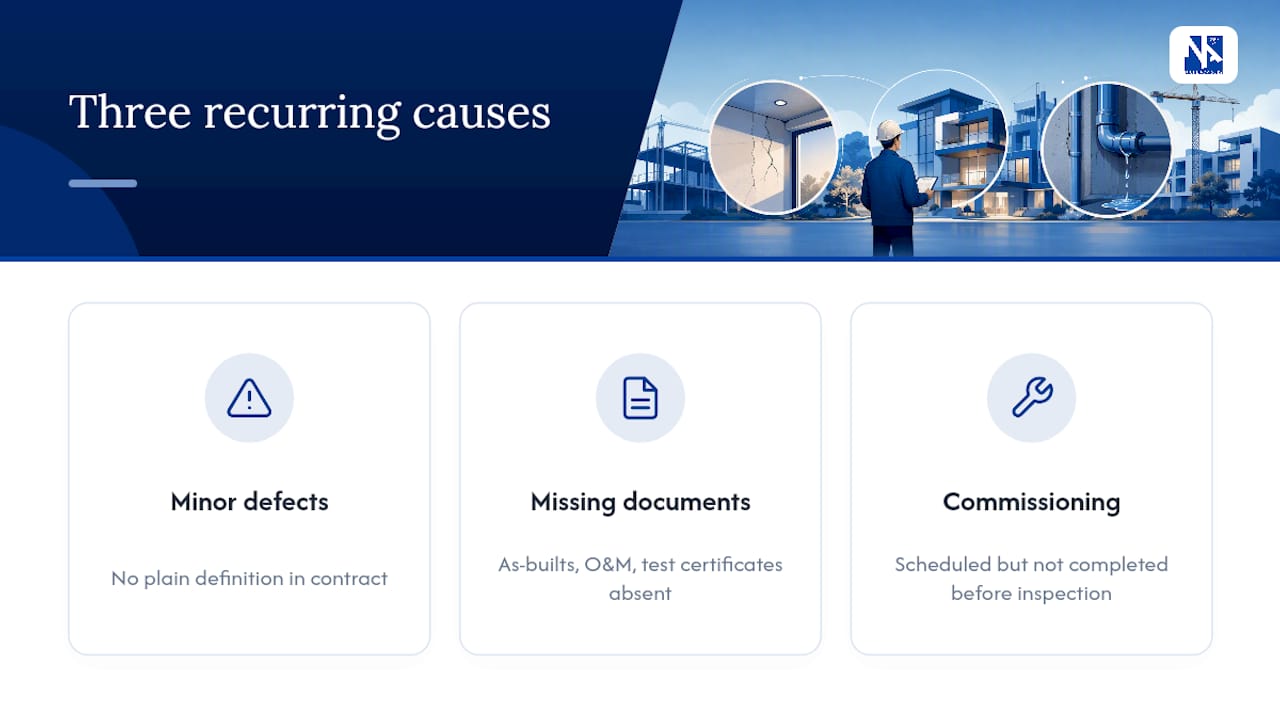 Three causes of practical completion disputes