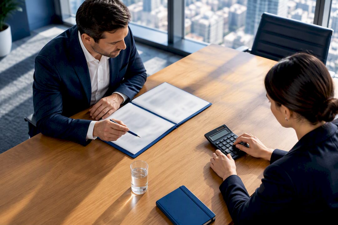 Lease negotiation materials on boardroom table