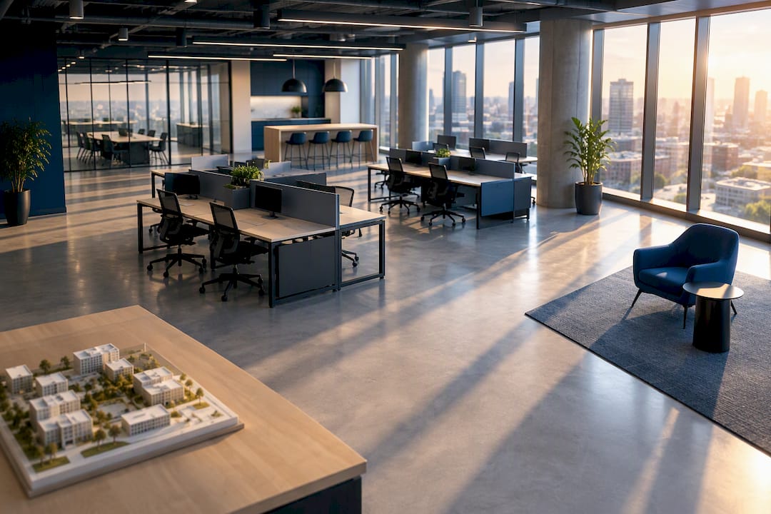 Commercial office floor arranged for space review