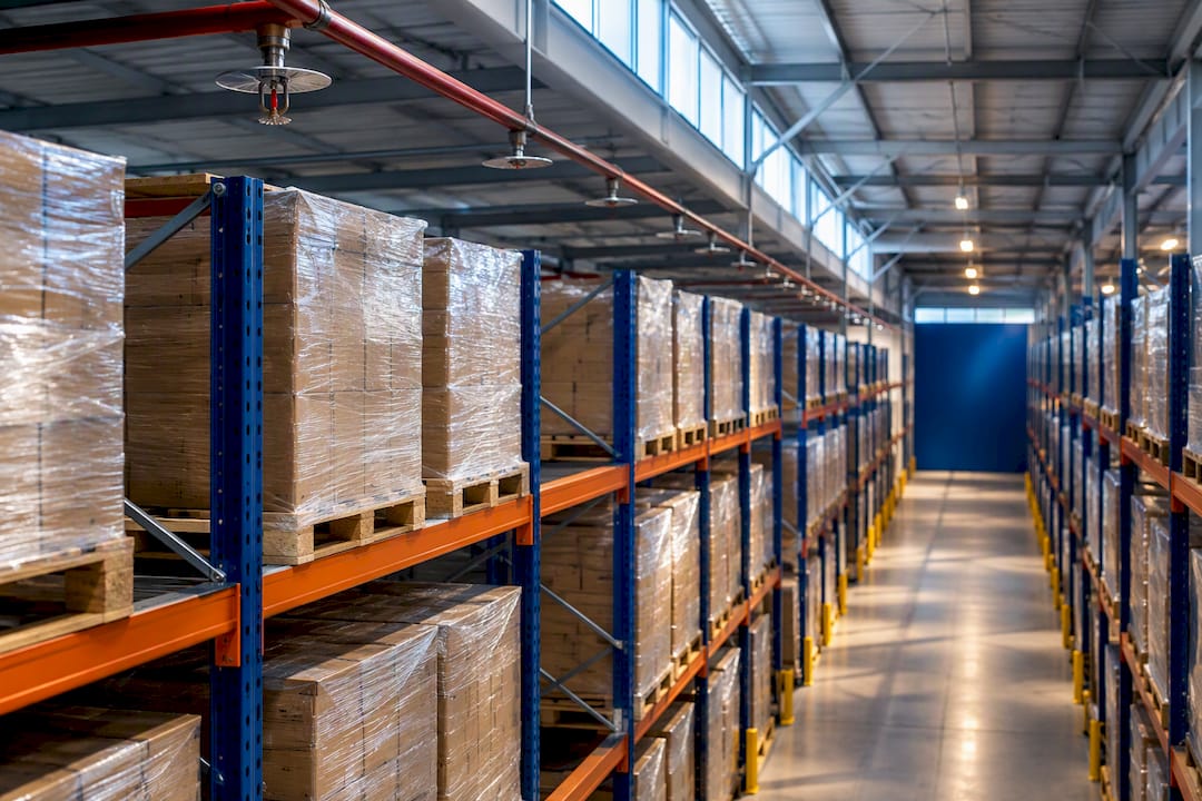 Warehouse racking beneath sprinkler clearance