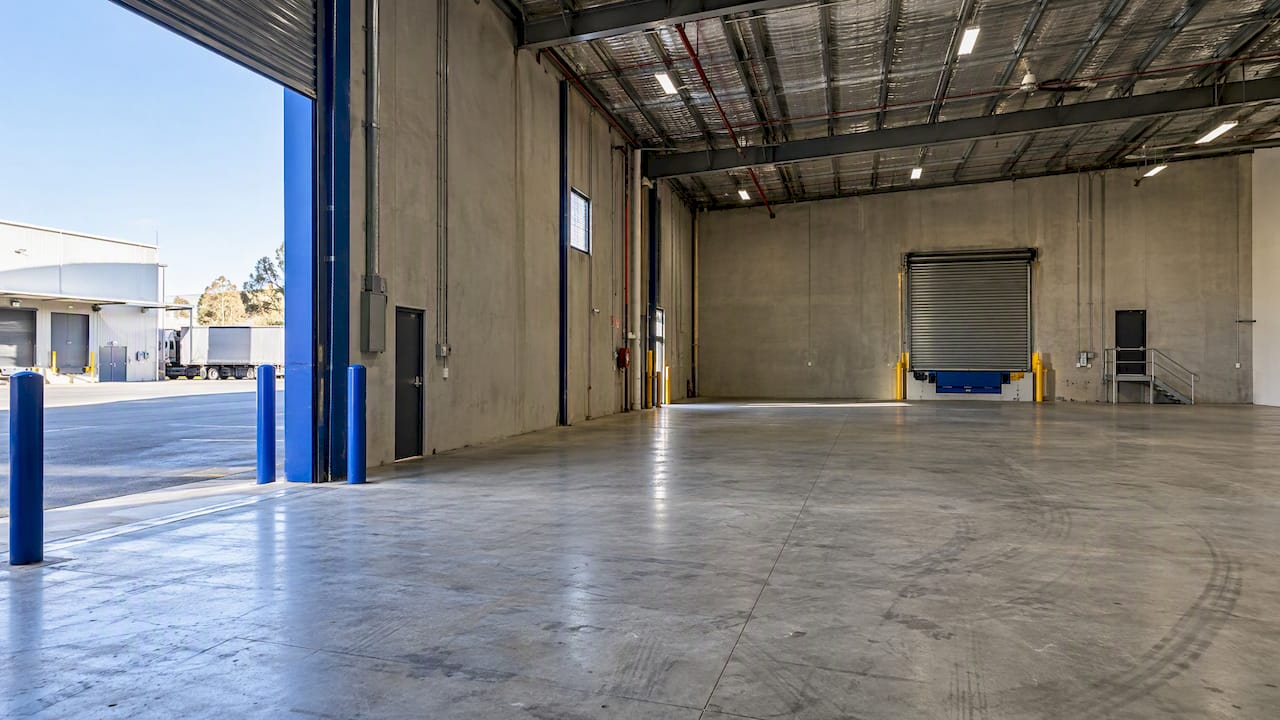 Vacant industrial warehouse bay in Brisbane