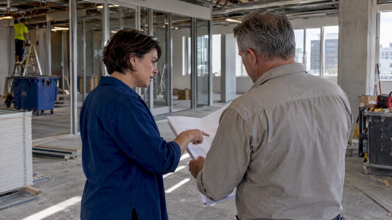 Tenant reviewing commercial fit-out investment
