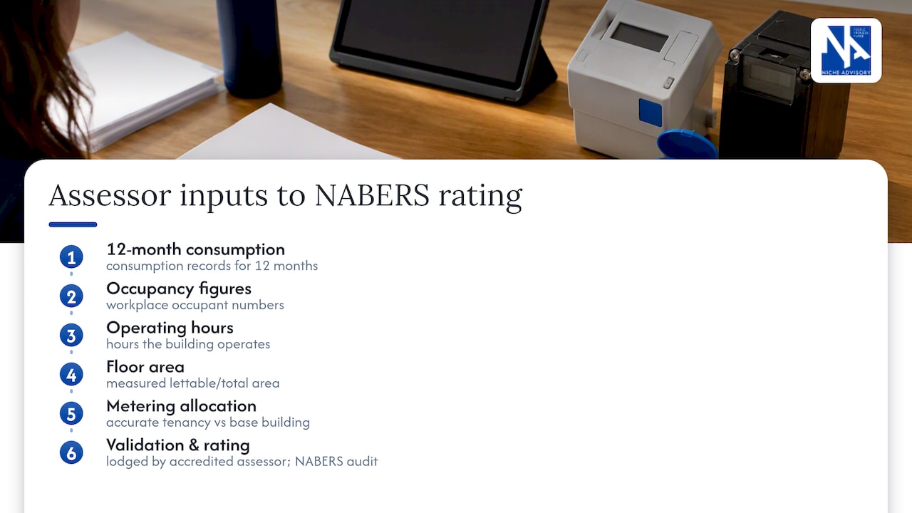 Five inputs required for NABERS assessment