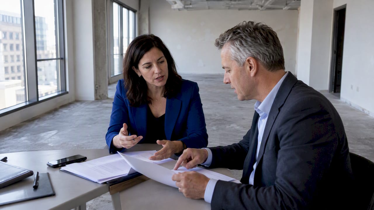 Tenant and landlord discussing lease incentives