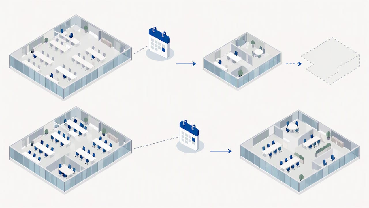 Office site decisions by utilisation and lease timing